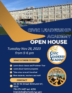 Open House Flyer (Nov. 28th from 5:00pm to 6:00pm)
